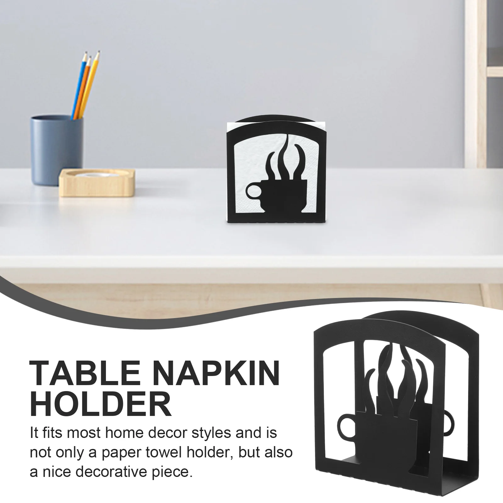 

Iron Napkin Holder Coffee Cup Style Vertical Stand For Table Kitchen Napkin Organizer Tissue Storage Stand Home Wedding