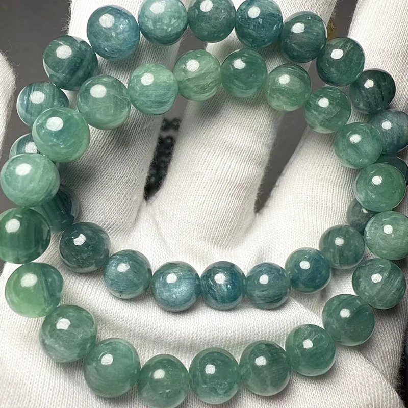 Meihan Natürliches Top-Seltenes Grünes Kyanit-Armband Glatte Runde Lose Perlen für Schmuckherstellung DIY-Geschenk – Detail 5
