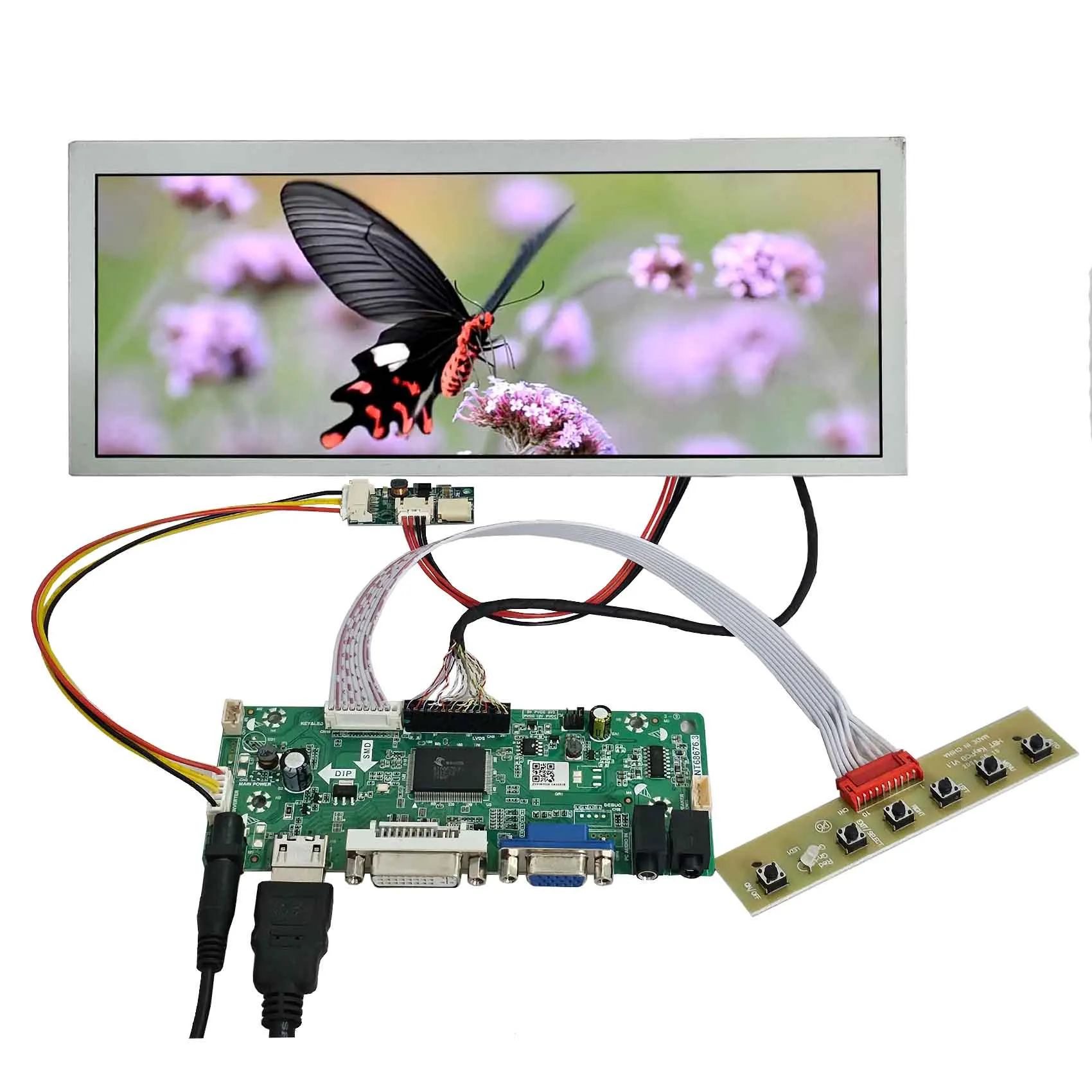 Outdoor Lcd Shelf Screens 10.3Inch Tm103Xdkp35 1920X720 50Pin Lvds Lcd Display Screen With Dvi Vga Controller Board M.Nt68676