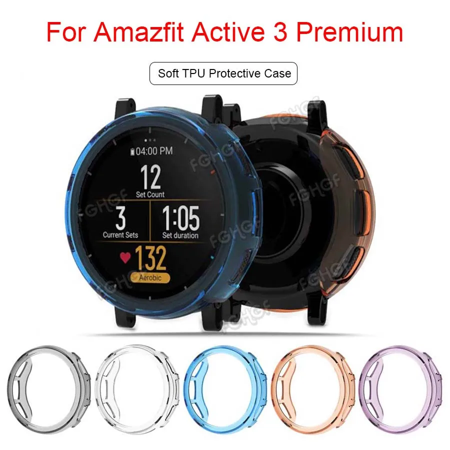 For Amazfit Active 3 Premium Case Cover Soft TPU Protective Shell Frame Bumper For Active 3 Premium Protector Watch Accessories