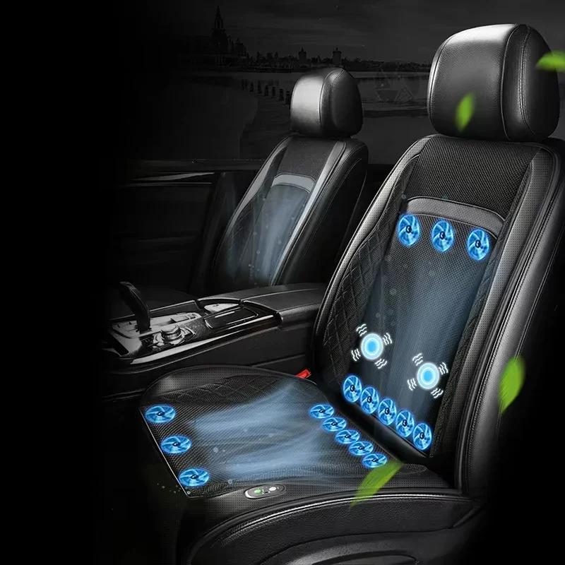 Car Ventilated Cooling Massage Seat Cushion For All Cars Automotive Adjustable Temperature 8/16/24 Vans Functional Powerful