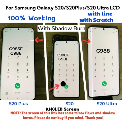AMOLED Burn Shadow S20 Ultra G988 LCD pour Samsung Galaxy S20 Plus G980 G981 G985F G986 affichage + écran tactile numériseur assemblée