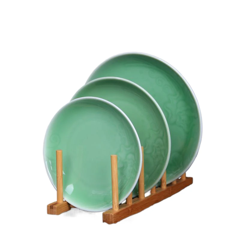 

Керамическая тарелка Celadon для дома, круглая глубокая тарелка, керамическая посуда, суповая тарелка в стиле шинуазри, керамическая тарелка