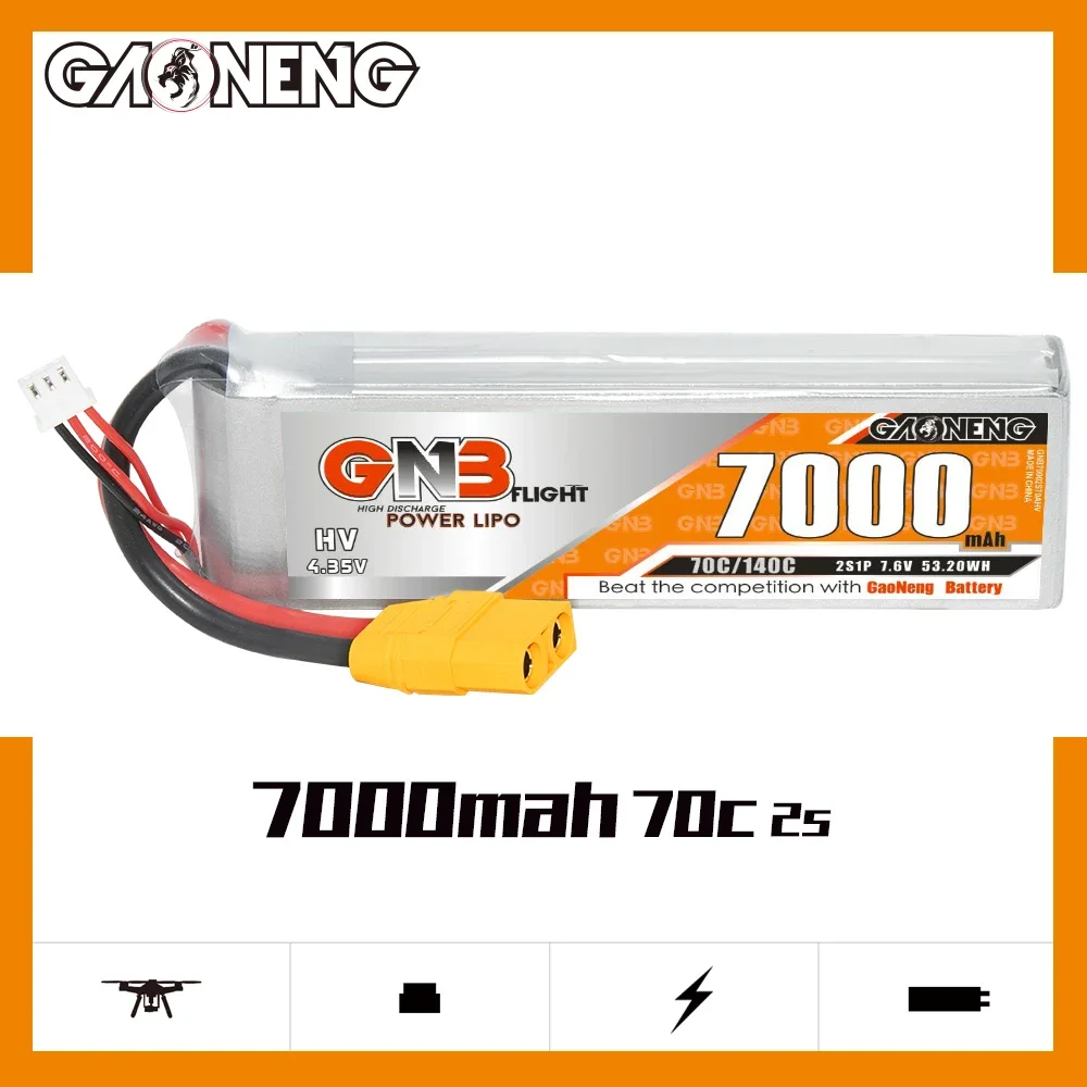 

GAONENG GNB 7000mAh HV 2S 70C 140C 7.6V XT90 LiPo Battery Touring Toys Drift Toys Racing RC Toys Boat Evader Slash