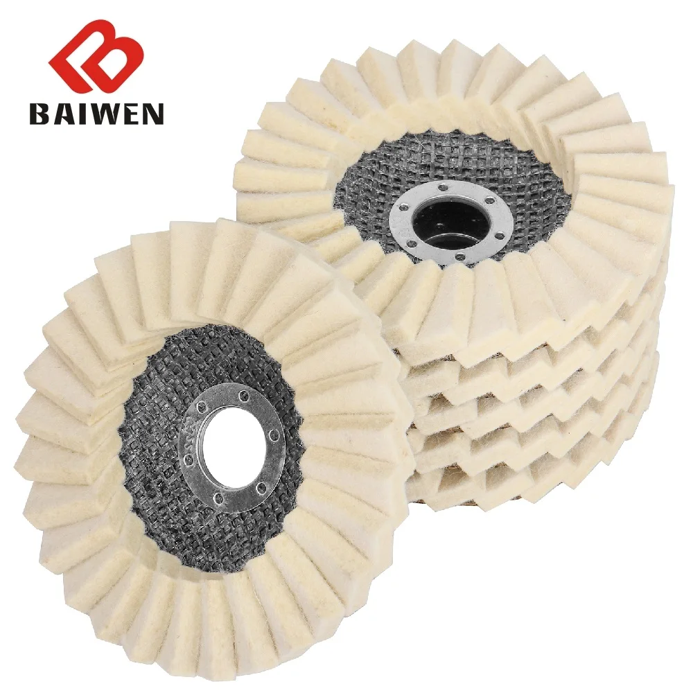 

125mm 5 inch Wool Polishing Buffing Wheel Pads Felt Flap Disc For Angle Grinder Disc for Metal Glass Marble 5pcs/10pcs