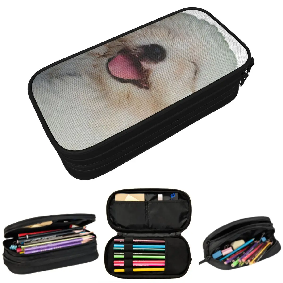

Cute Puppy With Tongue Out Pencil Case for Studen Gifts Pen Box Pencil Bag Stationery Supplies Pen Holder Bag