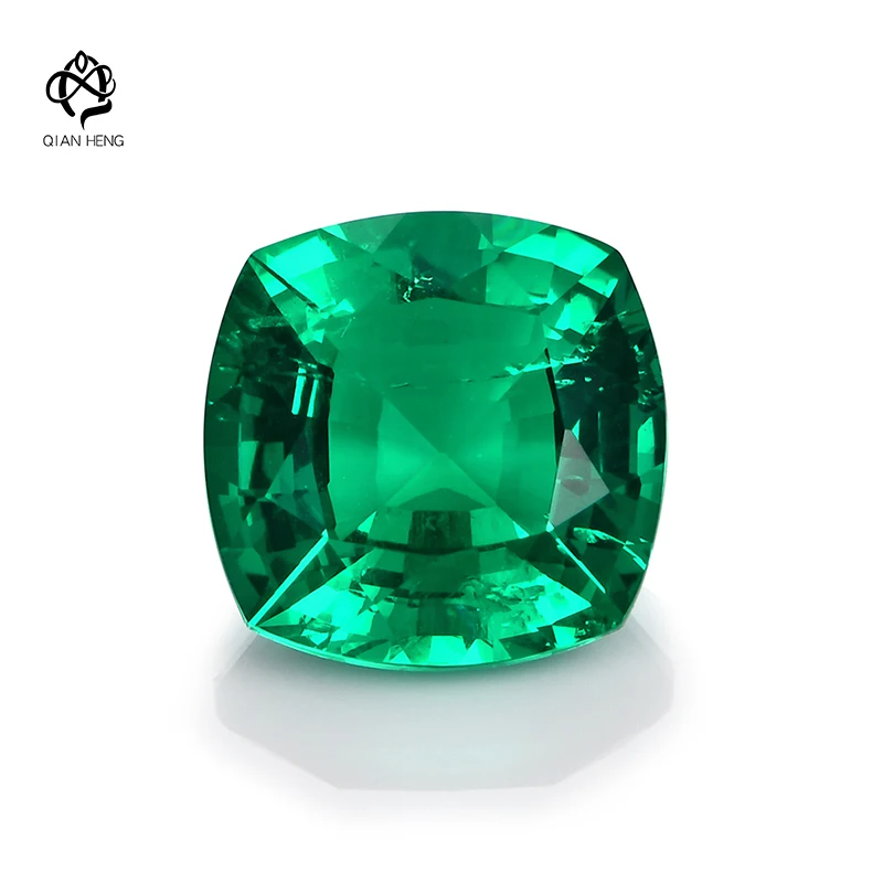 Qian Heng Lab Grown Emerald Colombia Top Cushion Shape with Cracks For DIY Jewelry Different Size Making Materials Gemstone