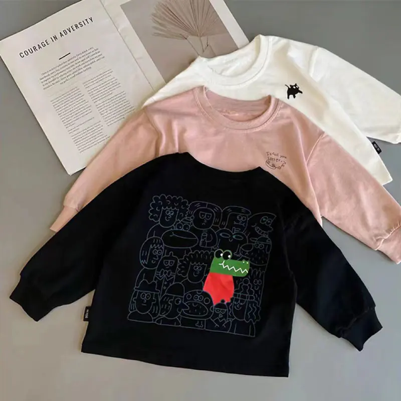 Boys Long-sleeved T-shirt 2026 Spring Autumn Tops for Kids Children's Bottom Cartoon Toddler Undershirts Baby Clothes