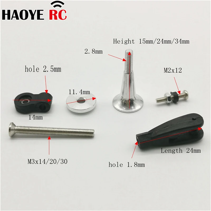 Haoye 2 Sets Control Horns Extra Strong With Bearing For RC Airplane Part Electric Foam Model Replacement