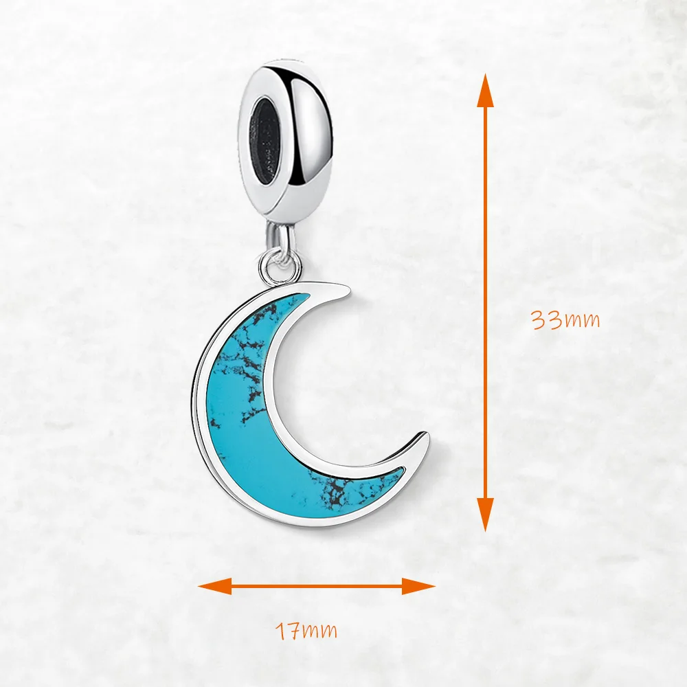 Blue Moon Dangle Charm Pendant Europe 925 Sterling Silver Romantic Gift For Women Jewelry