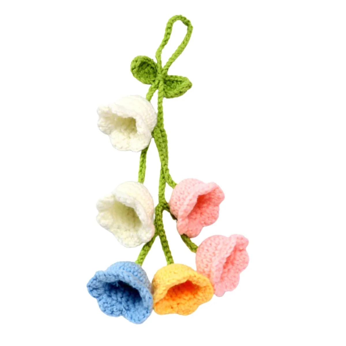 Cute Car Interior Hanging Accessories Car Bellflower Hand Knitted Car Pendant Rear View Mirror Accessories Hanging C