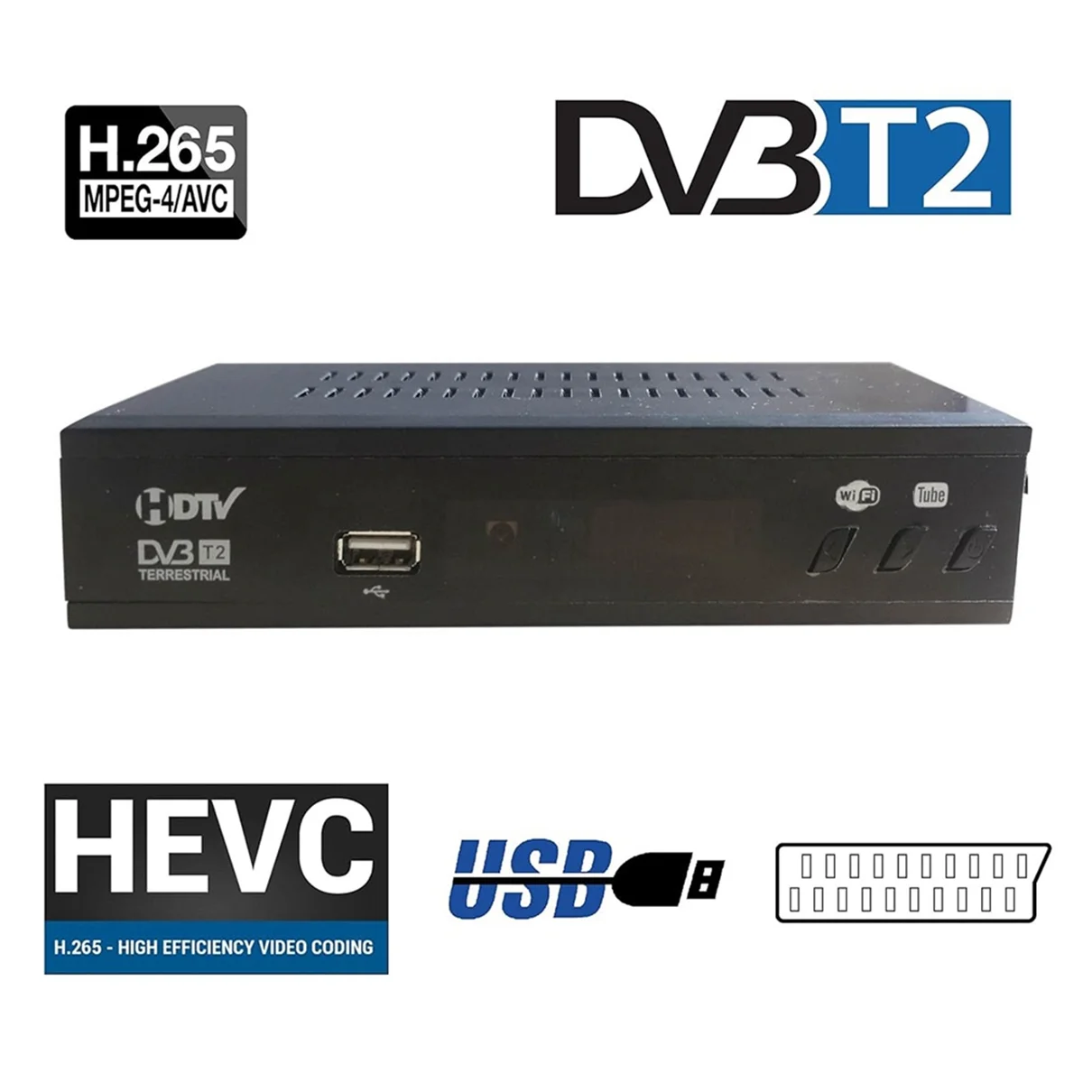 DVB T2 HEVC 265 Digital TV Tuner DVB-T2 H.265 1080P HD Decoder USB Terrestrial TV Receiver EPG Set Top Box,EU Plug