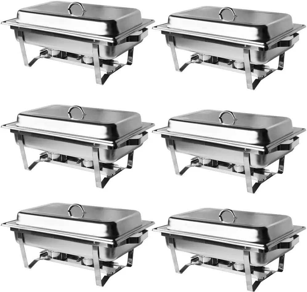 

ROVSUN 8 Qt 10 Pack Full Size Stainless Steel Chafing Dishes Buffet Set, NSF Silver Rectangular Catering Chafer Warmer