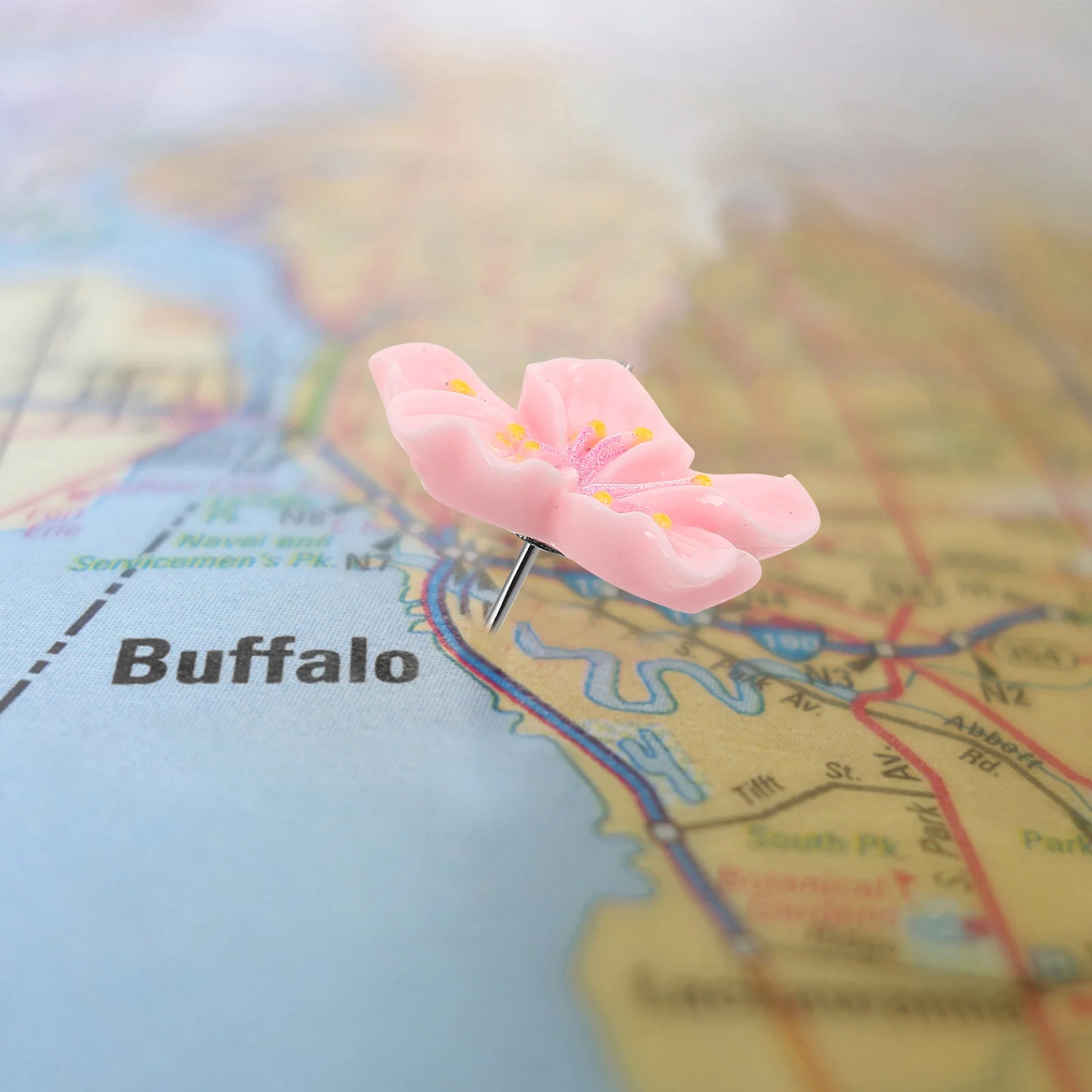 

20pcs Pins Thumb Tacks Decorative Flower Resin Pink 3D Photo Wall Decorative Thumb Tacks Bulletin Board Office Supplies