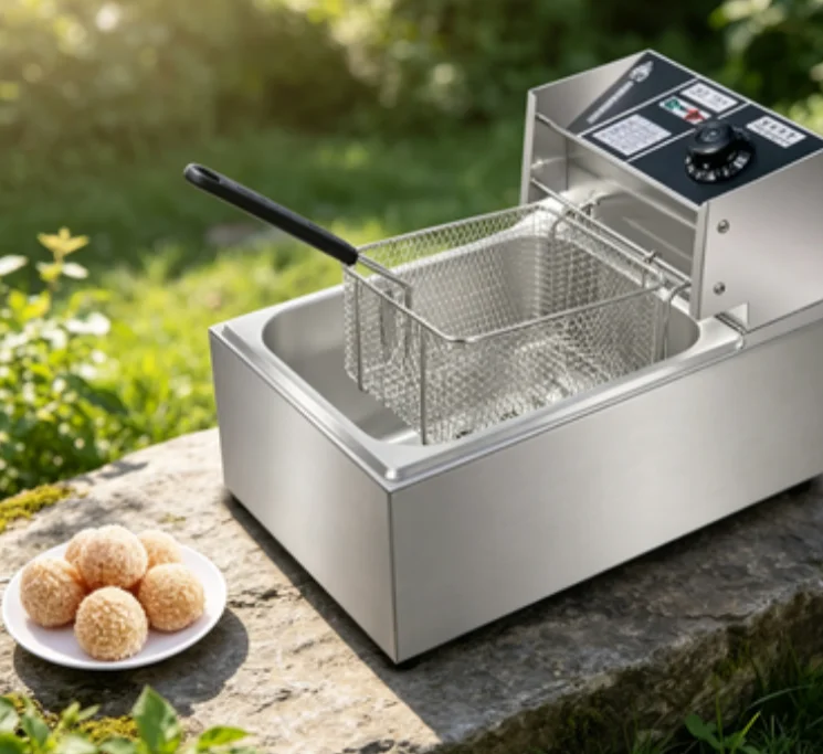 220V Fried Pan Commercial Electric Fryer Large Capacity Thickened French Fries Deep-fried Dough Sticks Single Double Cylinder