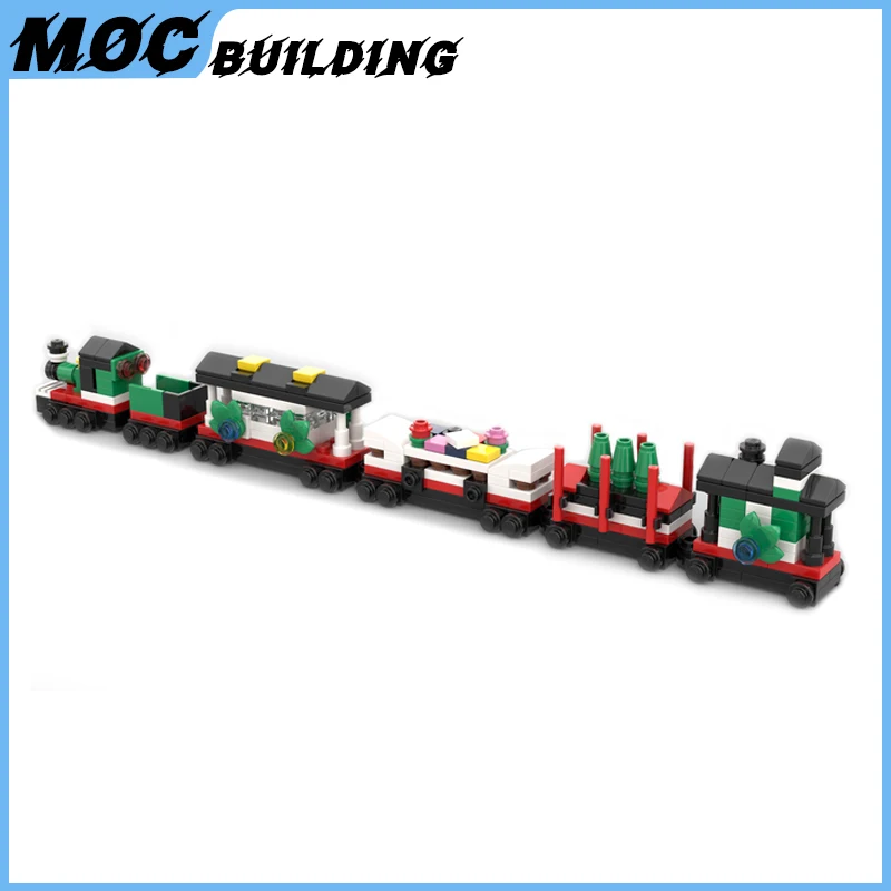 MOC City Creativity Winter Village Holiday Train Model Building Blocks Mini Version 10173 Vehicle DIY Bricks Toys Christmas Gift