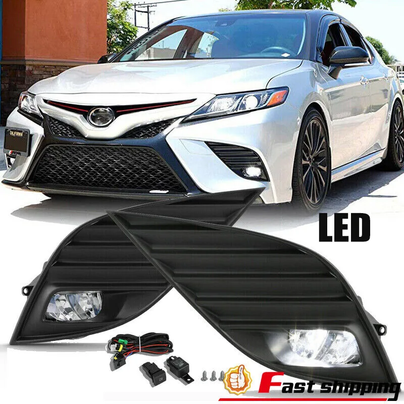 

Pair For 2018 2019 2020 Toyota Camry SE XSE Fog Lights Lamps w/Switch Bezel