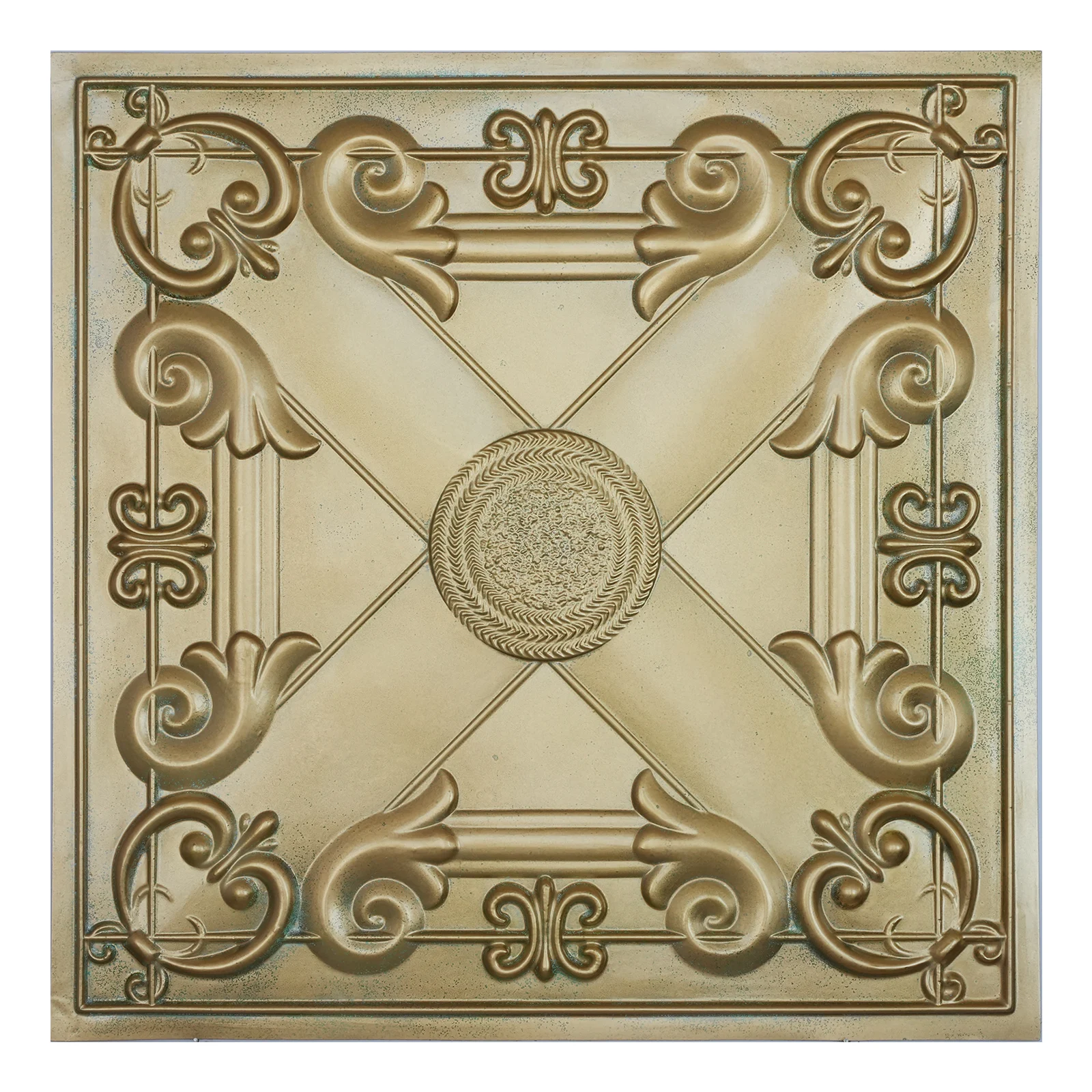 Vintage Pattern Tin ceiling Tiles, Embossed wall panels, for Public house PL22 Brass verdigris 10pcs