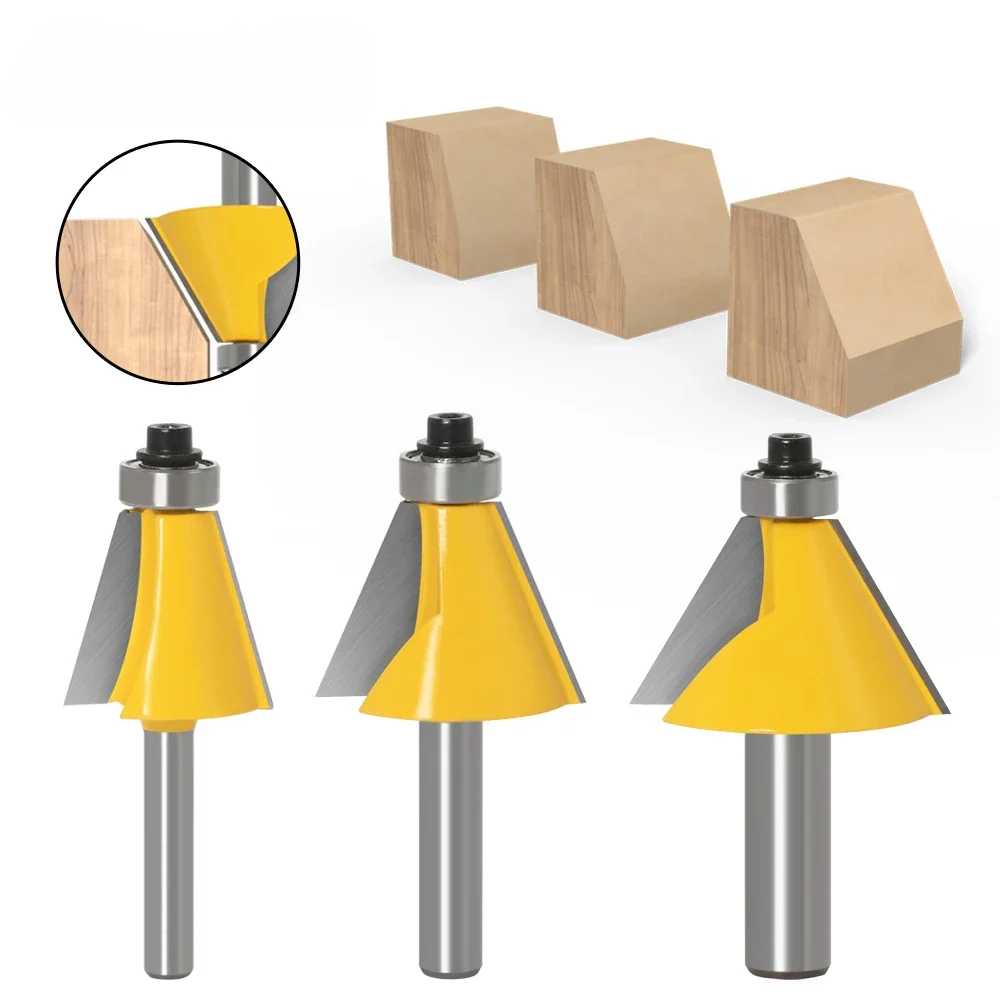 1pc 8mm 6mm 1/4inch 12mm 1/2inchShank Chamfer Router Bit 15 Degree Bevel Edging Milling Cutter for Wood Woodorking Machine Tools