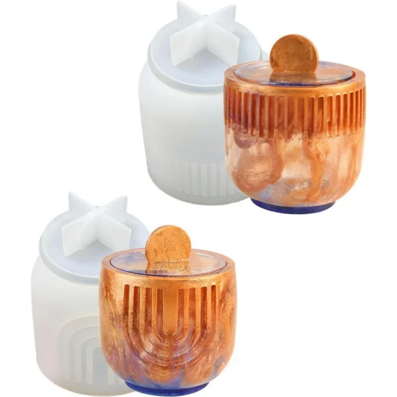 

Striped Candle Cup Molds Silicone Storage Box Moulds Resin Casting Molds Perfect Gift for DIY Hand-Making Crafts Lover