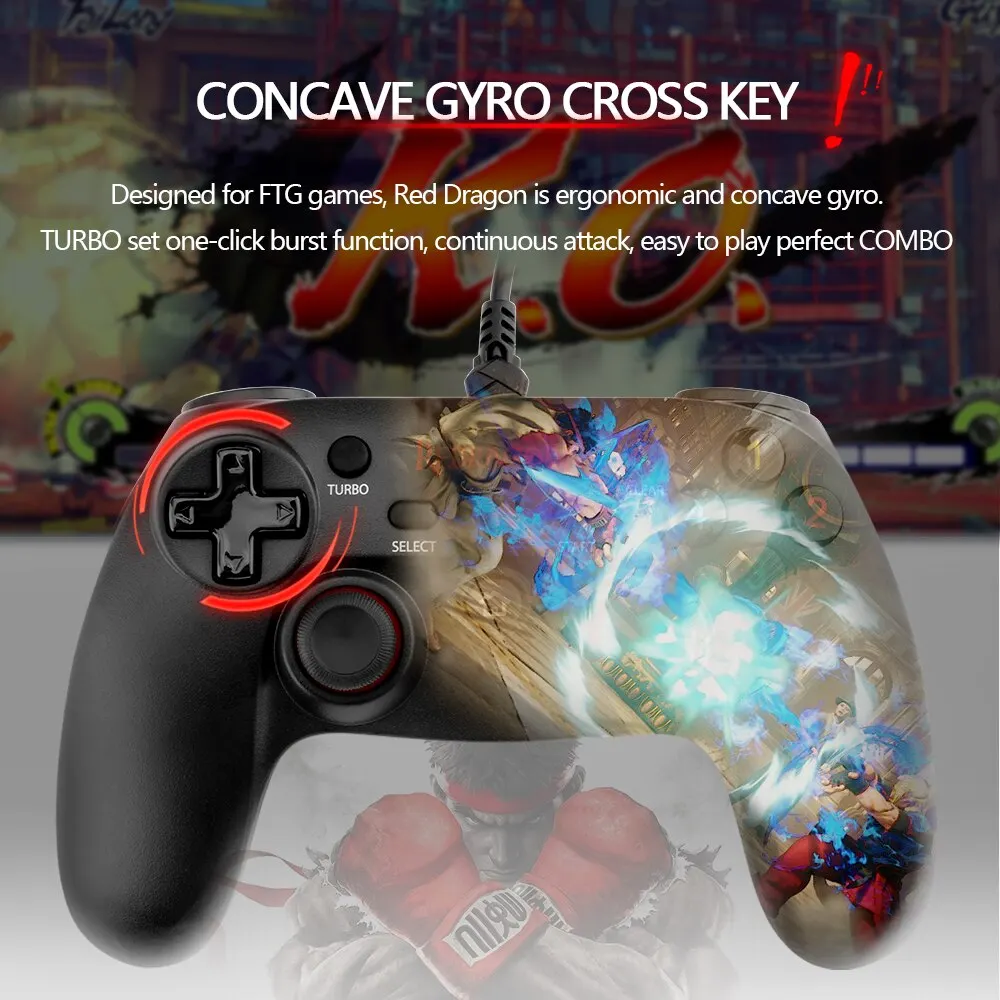 REDRAGON SATURN G807 Gamepad Wired PC Game Controller Joystick Dual Vibration Saturn per Windows PC PS3 Playstation Android