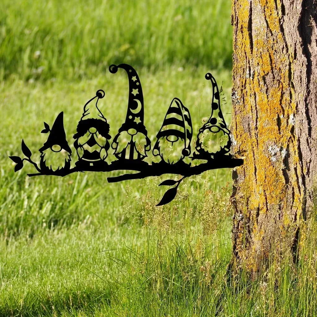 Metal Add a Magical Touch to Your Garden with this Metal Branch Garden Gnome Mushroom Decoration for Garden Party Decor