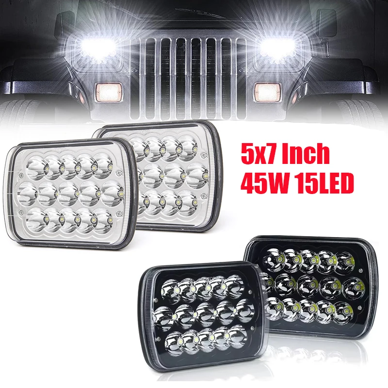 

Квадратная пара светодиодных фар 7x6 H4 Light для Jeep Wrangler YJ Cherokee Comanche 5x7 "Светодиодные квадратные фары Светодиодный рабочий свет
