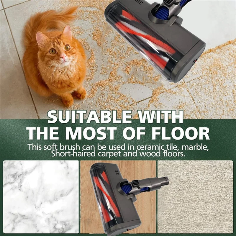 

AB33-вакуумная насадка для Dyson V6 DC58 DC59 DC62 DC72 Насадка для щетки для пола с прямым приводом и подсветкой для пыли для очистителя твердой древесины