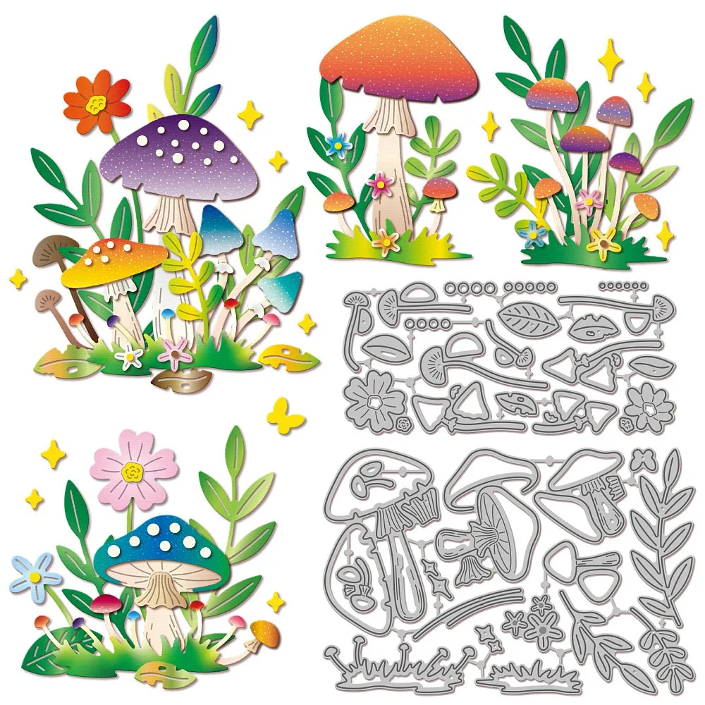 Plants Schneideformen aus Kohlenstoffstahl, Schablonen für DIY Scrapbooking, Fotoalbum, dekorative Prägung, Papierkarte, Pilz