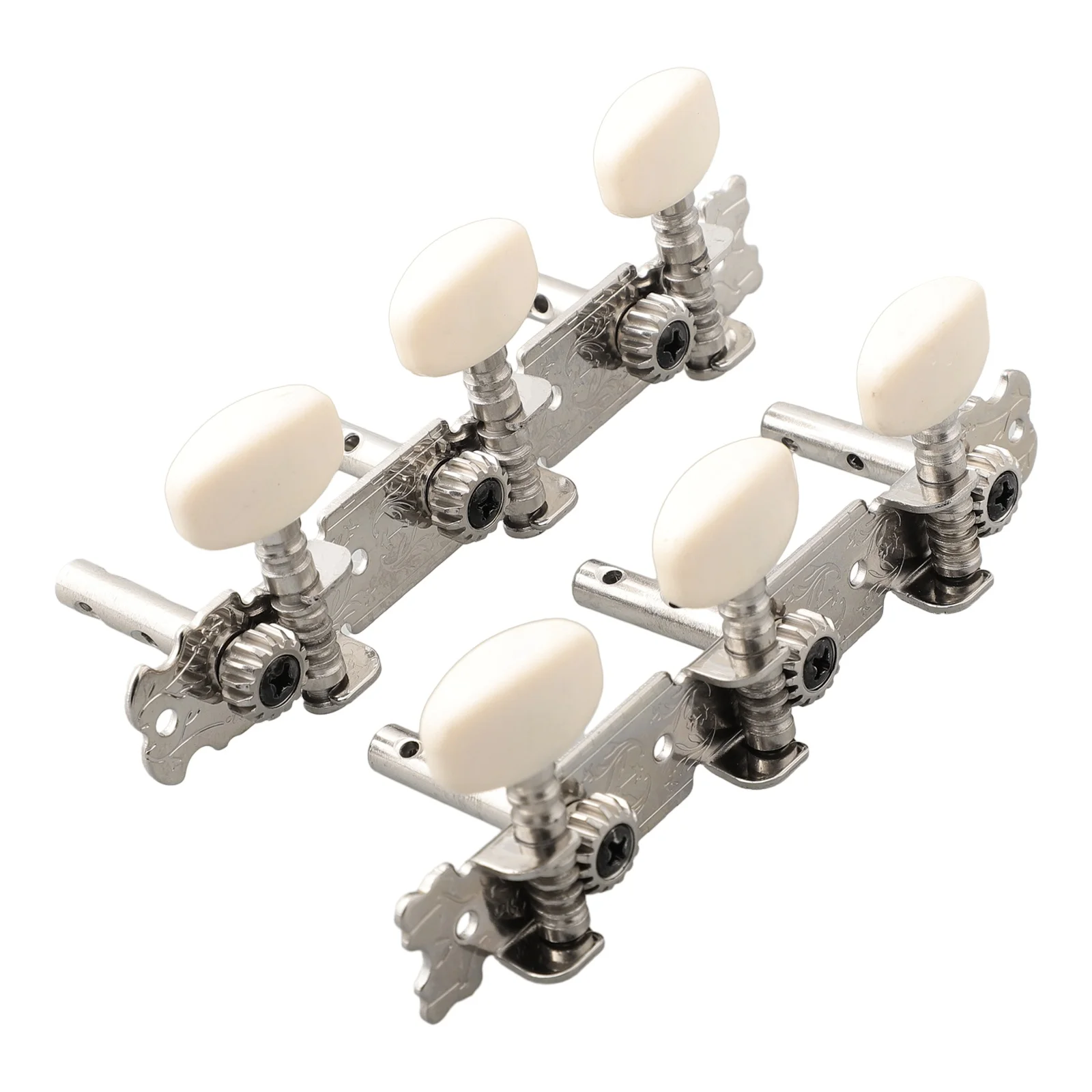 6Pcs Acoustic/Folk Guitar Tuning Pegs 3R+3L Triple Row String Knob Plated/double Hole Knobs Tuners Machine Heads Replace Parts