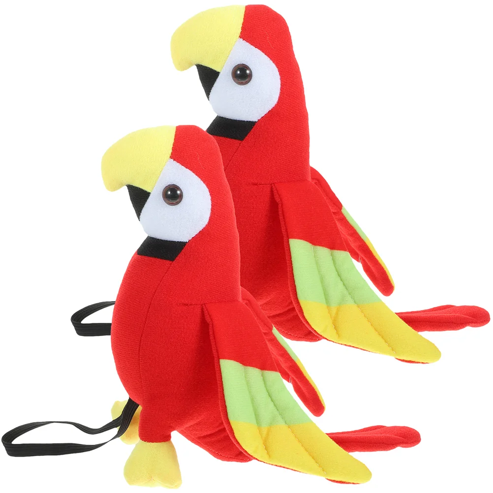 

2 Pcs Pirate Parrot Cartoon Bird Ornament Plush Ornaments Artificial Prop Simulation Shoulder Simulated