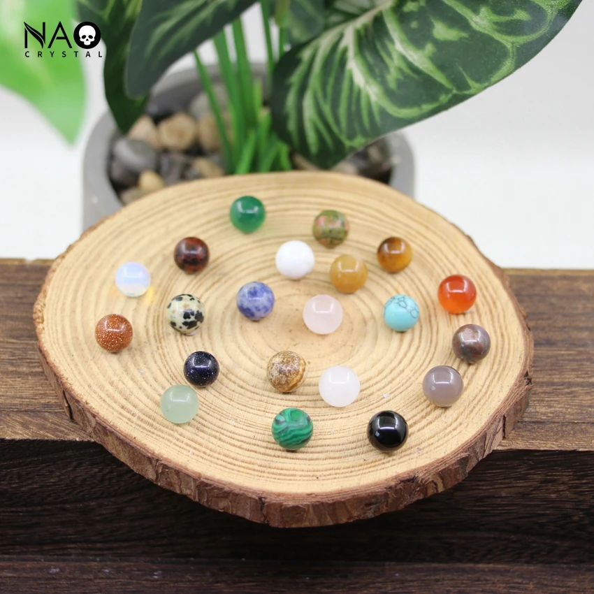 10mm Mini Crystal Ball Set Reiki Healing Quartz Opal Round No Hole Beads Natural Gems Sphere Decor Pocket Stone Mineral Specimen