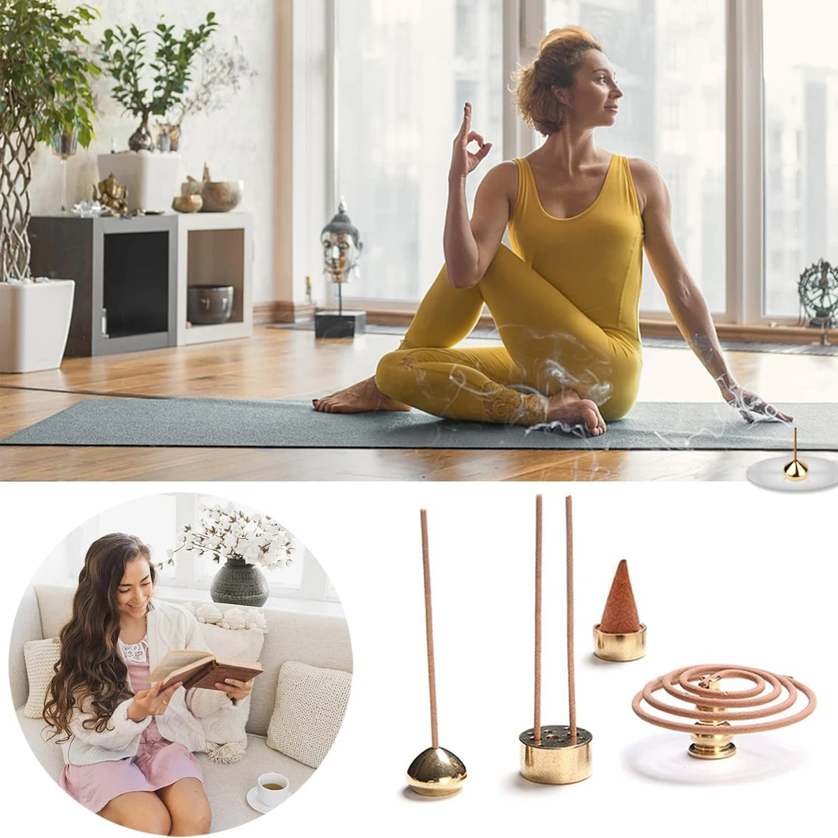 3Pcs Portable Incense Burner Multi Purpose Water Drop Shape Brass Incense Holder Home Office Home Fragrance Decoration