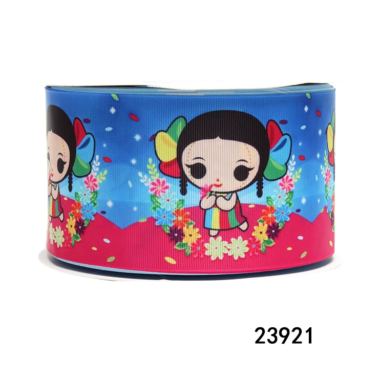 

(50yards) Wholesale Mexican Girl Cartoon Character Grosgrain Ribbon for Hairbows Gift Box Packaging