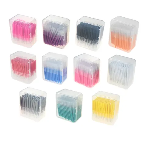 100 개/상자 I 형 치간 칫솔 푸시 풀 치아 사이 청소 구강 관리 치열 교정 치실 0.6-1.2mm 치과 위생