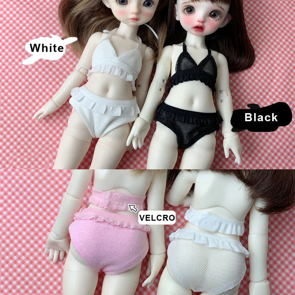 

H02-007 children handmade toy BJD/SD doll clothes 1/6 30cm white black Strap sexy bra set