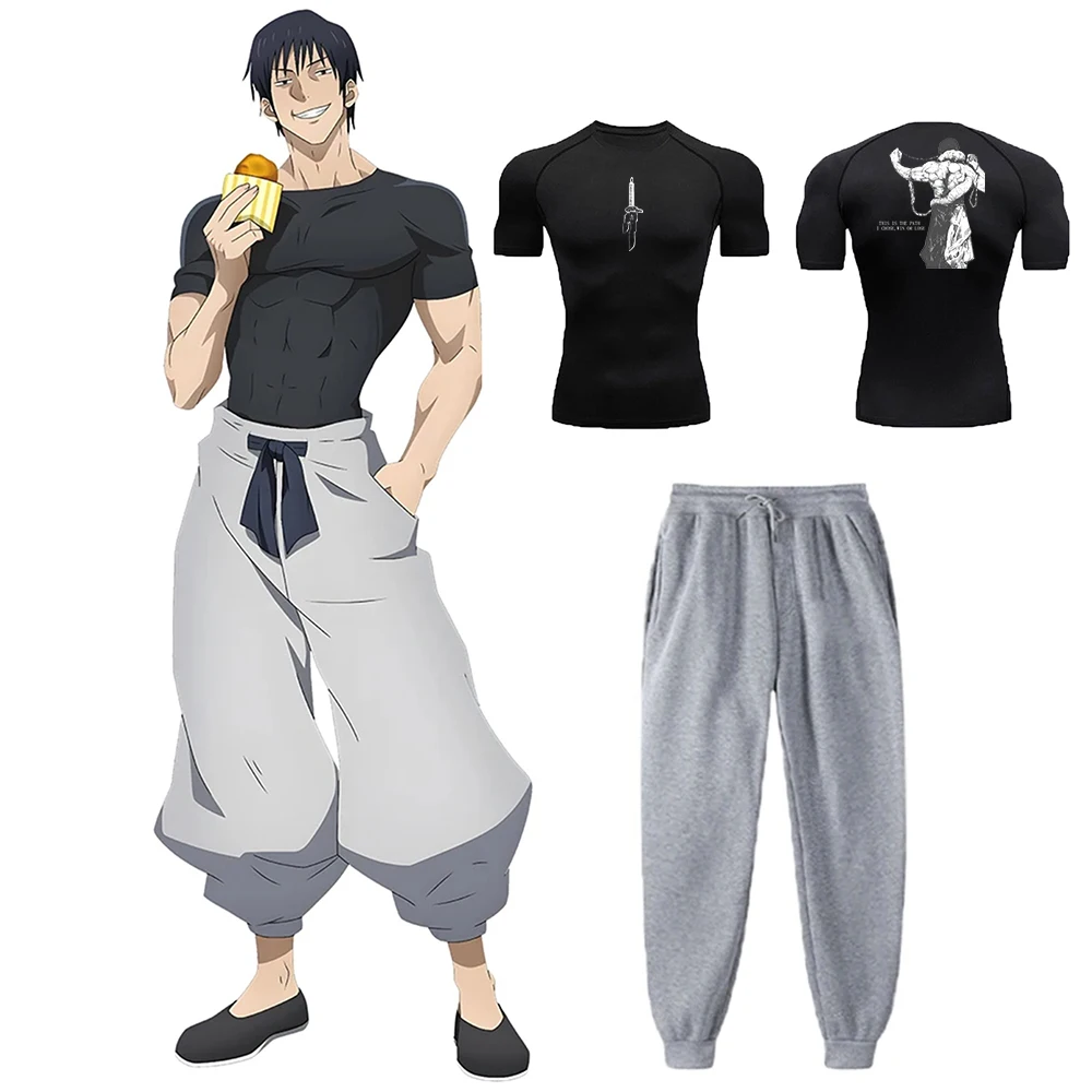 NONE Anime Jujutsu Kaisen Toji Compression Shirt Set 6