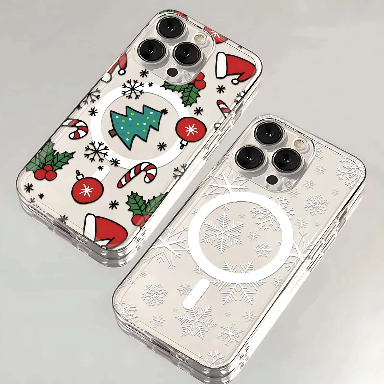 Cute Cartoon Christmas Magsafe Magnetic Phone Case for iPhone 16 15 14 13 12 11 8 7 Plus Pro Max X XR XSMax Soft Clear Tpu Cover