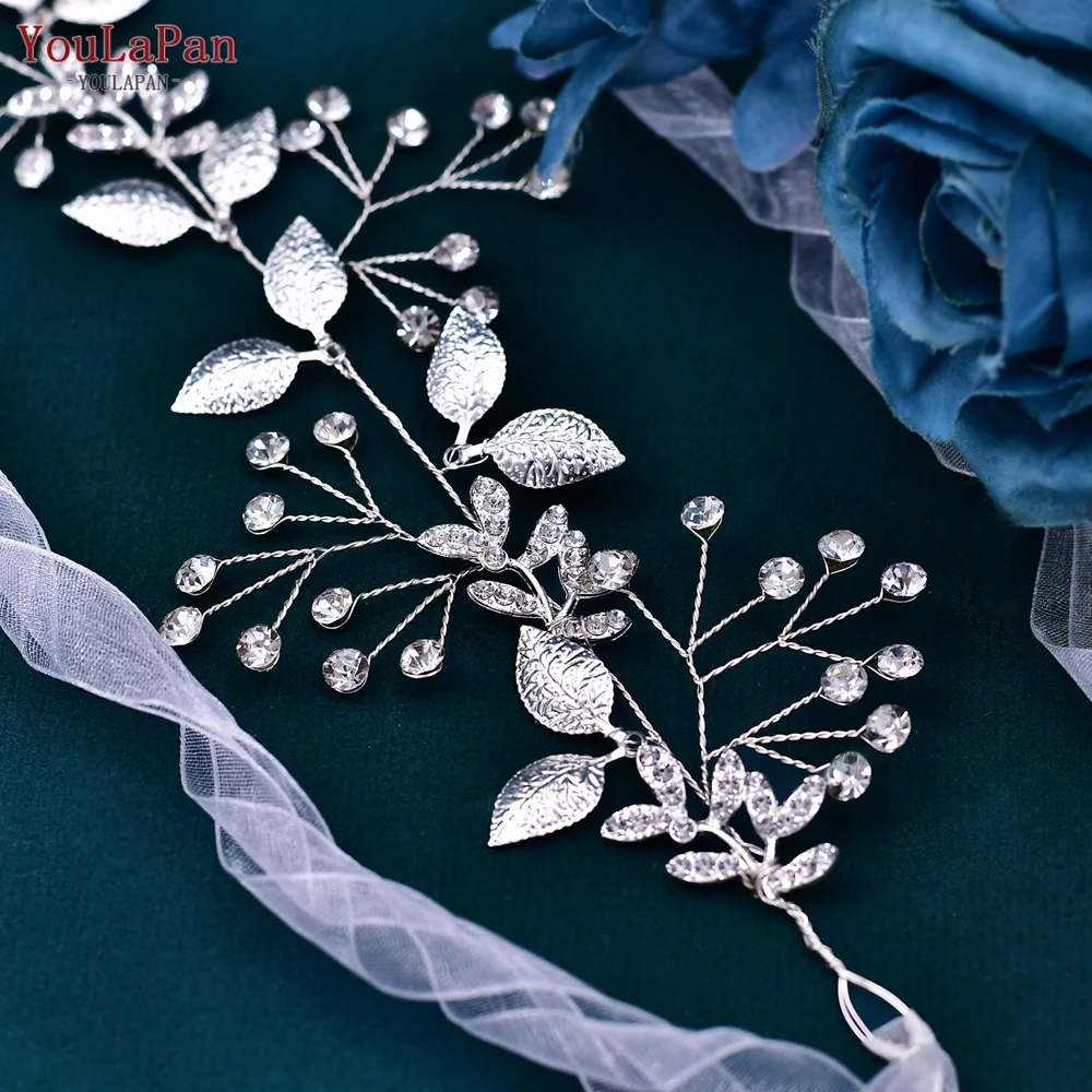 YoulaPan Alloy Leaf Belt para o vestido de casamento Rhinestone Mulher Evening Gown Sash Wedding Party Cintura Acessórios Bridal Sash SH537