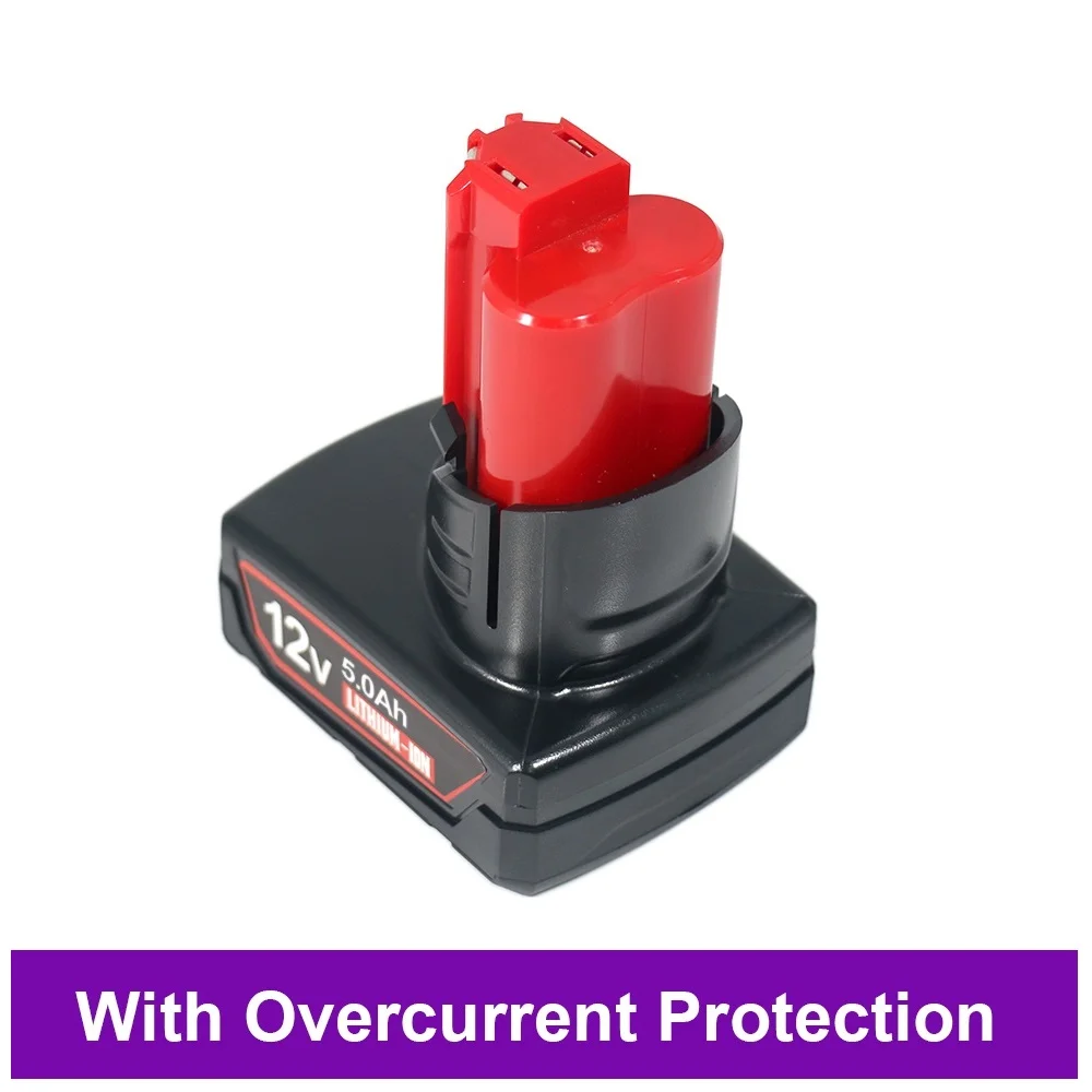 Pro Milwaukee 12V 5Ah 18650 12V M12 6Ah lithiová baterie 6Ah XC 5Ah 6Ah 48-11-2410 5Ah 48-11-2411 12V akumulátorové nářadí Baterie - náhled 5