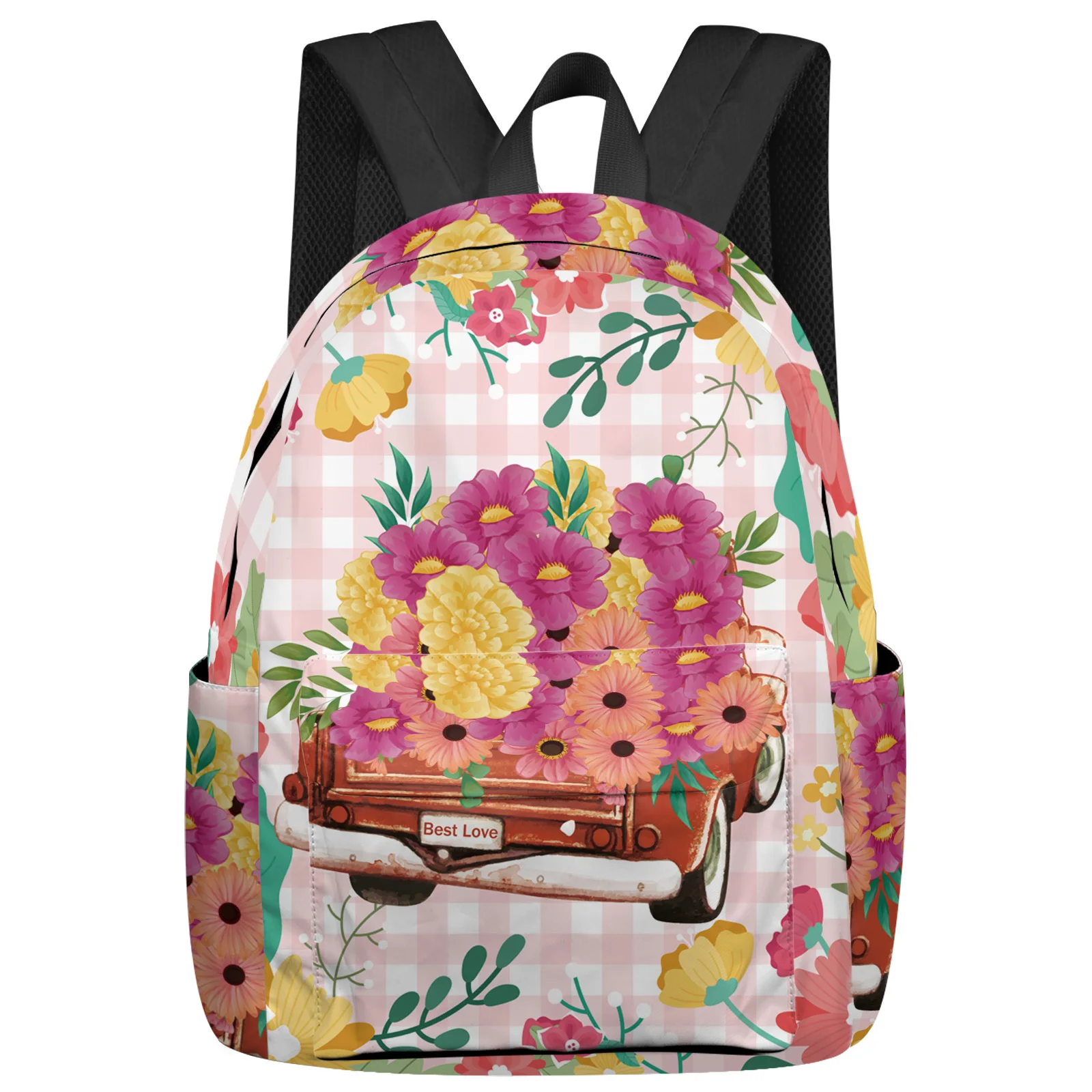 

Flower Truck Color Spring Feminina Backpacks Teenagers Student School Bags Laptop Backpack Men Women Female Travel Mochila