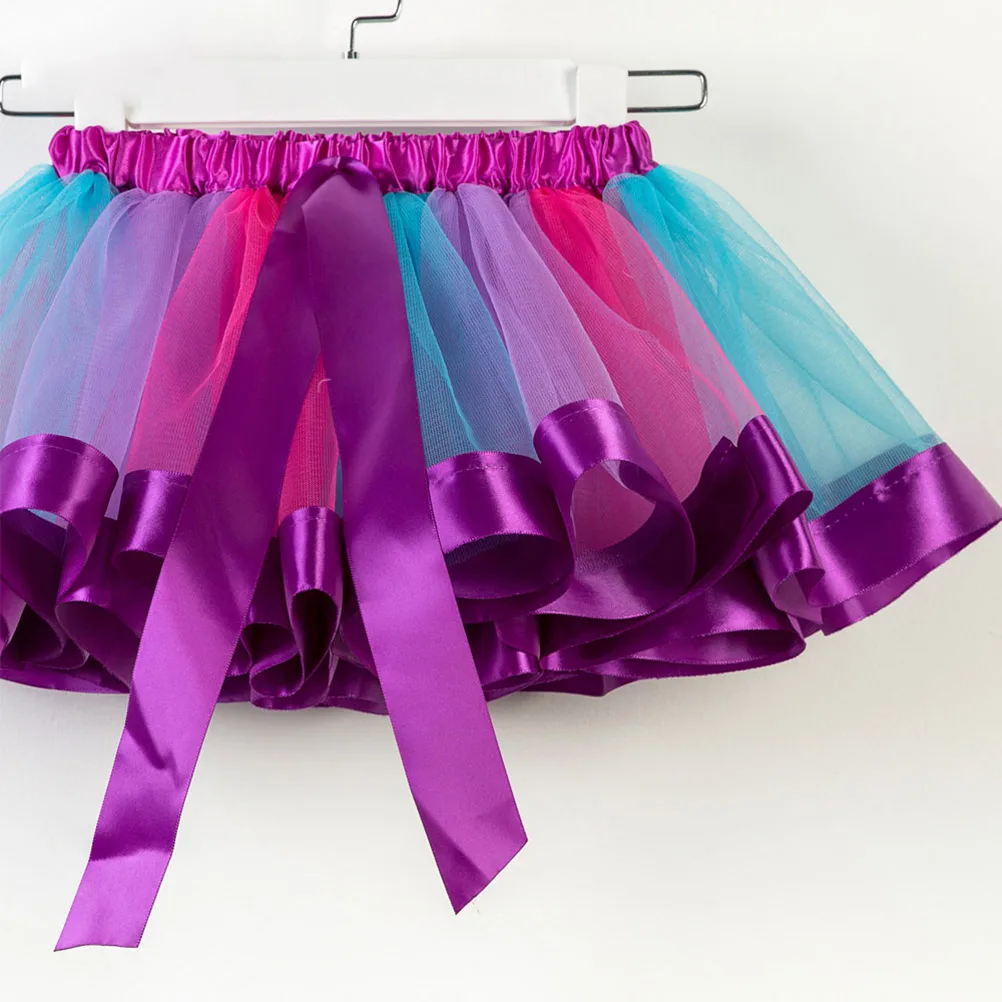 

Girls Unicorn Headdress Rainbow Skirt Set Princess Tutu Clothes Child Purple Mesh Breathable Adjustable Bowknot Halloween Party