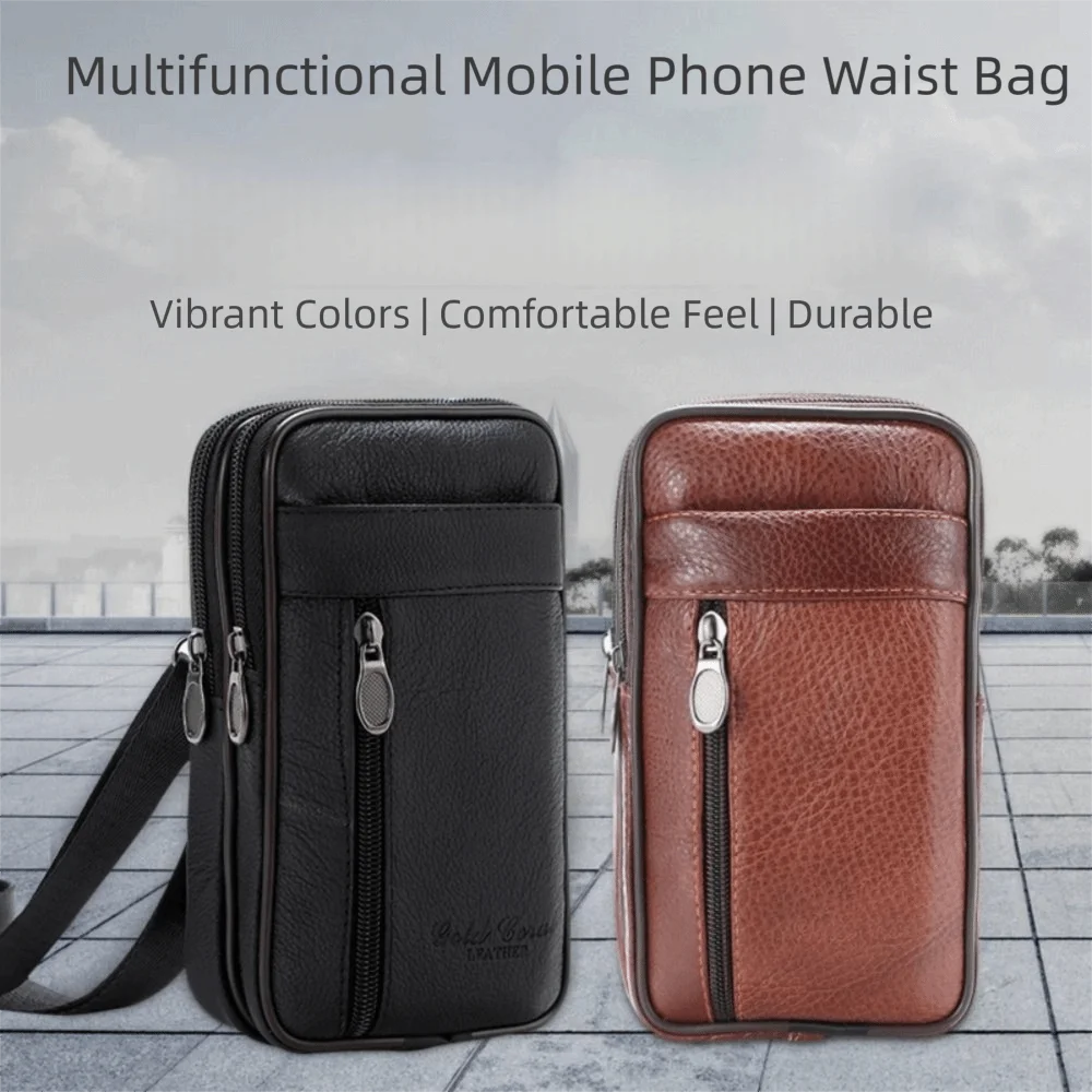 

Large Capacity Mobile Phone Pouch Case Multi-layer Waterproof Phone Belt Clip Case Sports Leather Phone Belt Hanging Pouch