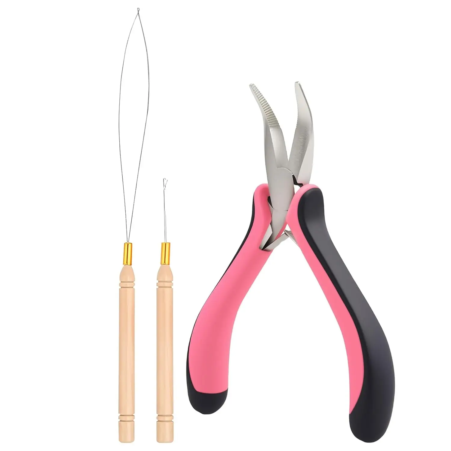 

Hair Extension Pliers Kit for Micro Link Nano Ring Installation & Removal, 3PCS Pink
