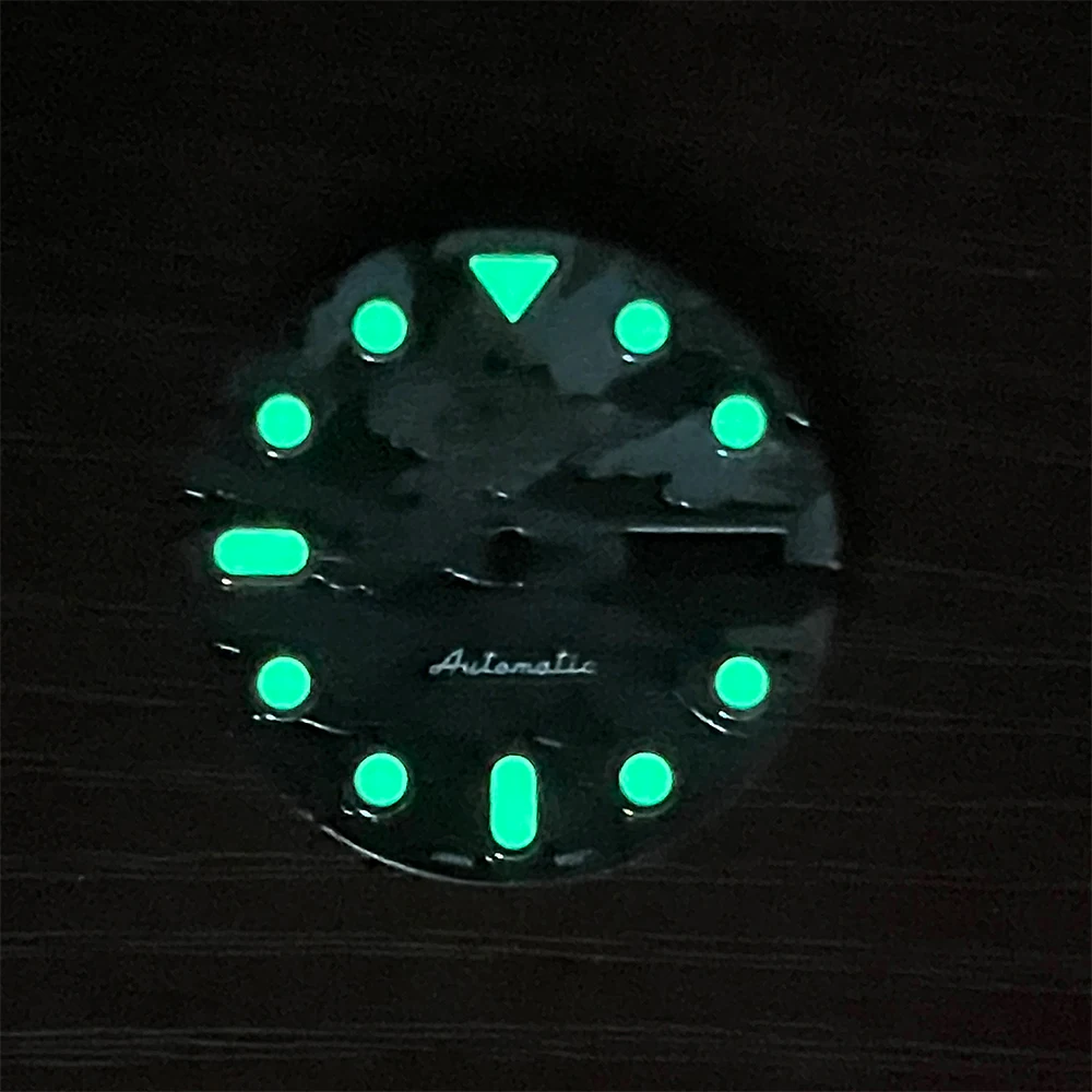 28.5mm S5 Logo SKX007 Camouflage Dial Suitable For NH36/4R36 Movement Strong Green Luminous Watch Modification Accessories