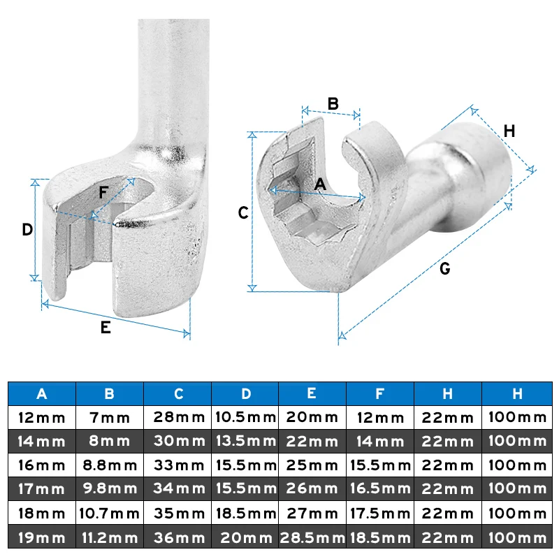 For BMW Mercedes Benz Volkswagen L-shaped Open Hexagonal Slotted Oxygen Sensor Wrench, Diesel Fuel Injection Pipe Socket Wrench