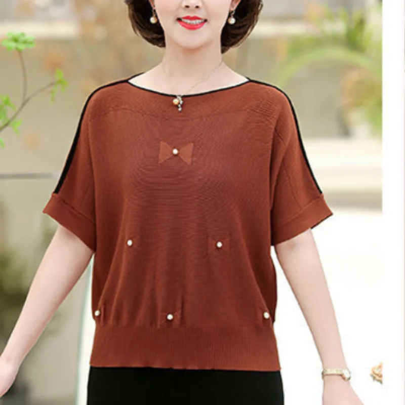 

Женская футболка с коротким рукавом, Повседневная Однотонная футболка с одной линией воротника, лето 2023