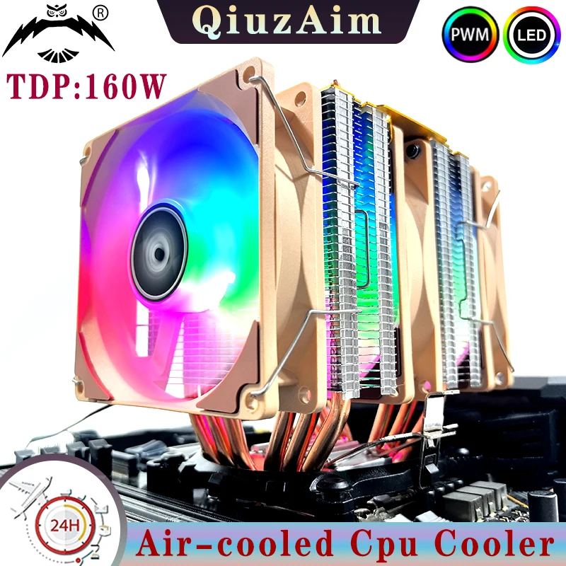 

4/6 Heat Pipe CPU Cooler Dual Tower 1/2/3 Fan 4pin Design, large-area Heat Dissipation fin set, Worry Free Overclocking Cooling