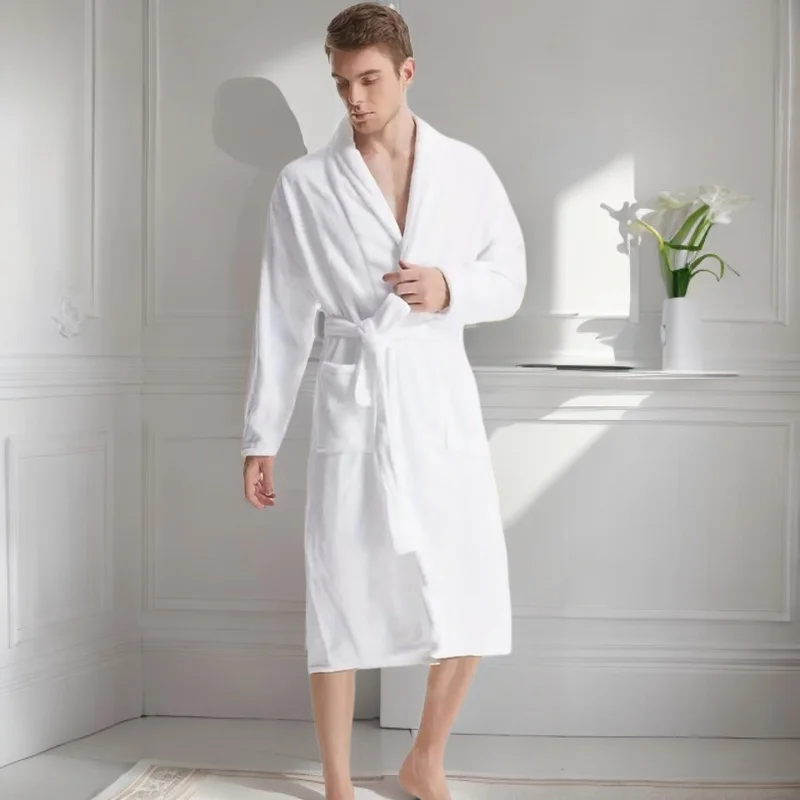 Peignoir Doux en Coton pour Homme et Femme, 100% Coton, Serviette, Éponge, pour les Amoureux, Vêtements de Maison Décontractés, Printemps