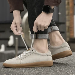 Men Shoes lace up British cow Suede Leather Oxfords Casual Shoes Classic Sneakers Comfortable Footwear Shoes male Flats